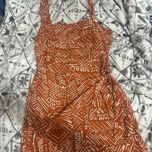 Stylish Orange Patterned Dress